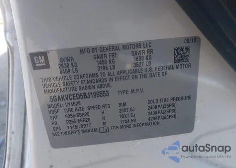 2011 Buick Enclave 2Xl из США, поврежденный, VIN 5GAKVCED5BJ199553